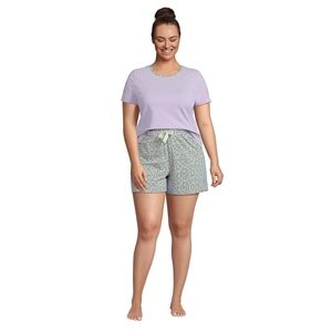 Lands End Deep balsam encircle geo sz 3X Emerald green sage sleepwear shorts set
